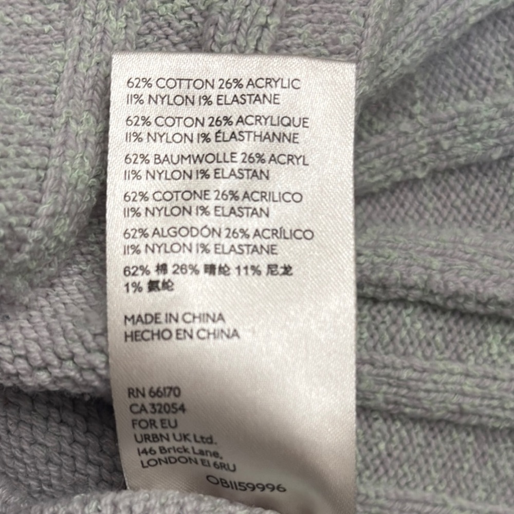 Free People Street Fair Light Green Oversized Crew Neck Sweater Size Large - Picture 6 of 6